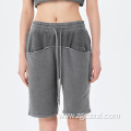 Summer high street washed distressed terry shorts